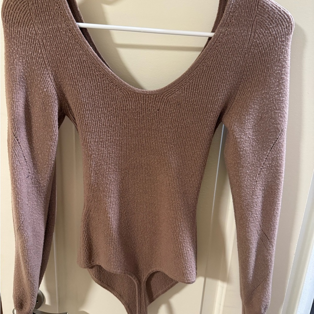 Abercrombie & Fitch Textured Knit Top in Brown